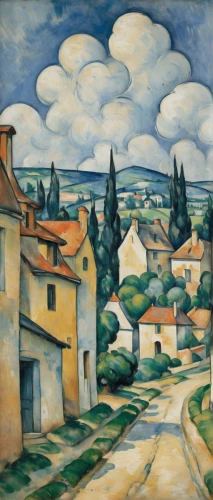 braque du bourbonnais,braque francais,tuscan,village scene,lapereau,rural landscape,braque d'auvergne,landscape,1926,braque saint-germain,volterra,1925,campagna,1929,1921,creux du van,farm landscape,escher village,pousette,picasso,Illustration,Realistic Fantasy,Realistic Fantasy 42