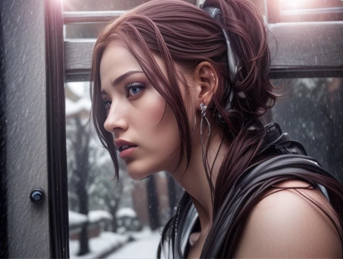 katniss,lara,clary,winterblueher,croft,hair coloring,braid,digital compositing,visual effect lighting,shepard,maya,vanessa (butterfly),retouch,red-haired,headset profile,nora,cg artwork,braiding,french braid,retouching