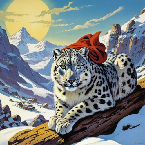 snow leopard,siberian,the amur adonis,winter animals,siberian tiger,amur adonis,himalayan,kamchatka,ocelot,jaguar,snow scene,himalaya,eskimo,glory of the snow,tundra,landseer,kirghystan,amurtiger,lynx,felidae,Illustration,Retro,Retro 18