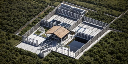 solar cell base,cubic house,eco-construction,dunes house,folding roof,archidaily,flat roof,timber house,cube house,cooling tower,roof landscape,grass roof,frame house,modern architecture,modern house,inverted cottage,3d rendering,sewage treatment plant,garden elevation,metal roof,Architecture,Campus Building,Modern,Elemental Architecture