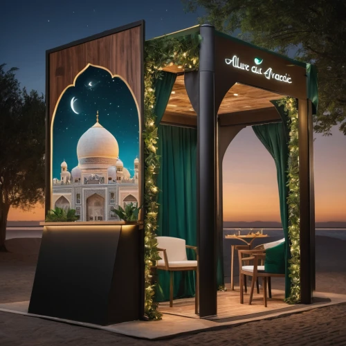 pop up gazebo,arabic background,lily of the nile,flower booth,ramadan background,boutique hotel,wedding decoration,kiosk,house of allah,build by mirza golam pir,sales booth,star mosque,drive in restaurant,largest hotel in dubai,muslim background,cabana,event tent,gazebo,luxury hotel,indian tent,Photography,General,Cinematic
