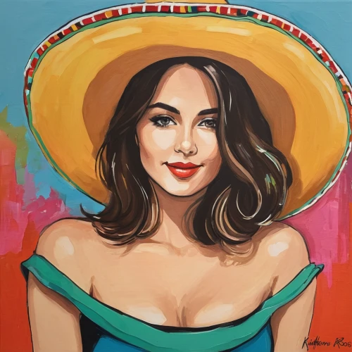 sombrero,mexican,brie,boho art,oil painting on canvas,digital painting,custom portrait,margarita,art painting,cinco de mayo,straw hat,paloma,watermelon painting,painting,adelita,colored pencil background,italian painter,girl-in-pop-art,photo painting,vector illustration,Illustration,Japanese style,Japanese Style 06