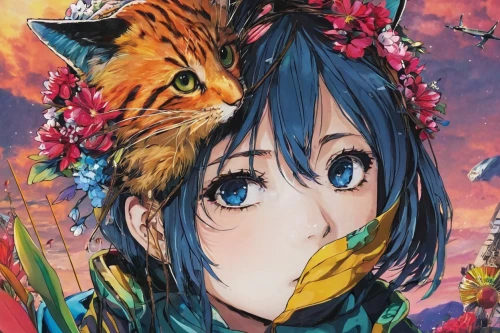 amano,2d,flower animal,flower cat,studio ghibli,nico,lilikoi,falling flowers,blue tiger,nyan,tsumugi kotobuki k-on,tigerle,tiger lily,japanese floral background,芦ﾉ湖,would a background,piko,royal tiger,tigers,floral background,Conceptual Art,Graffiti Art,Graffiti Art 03