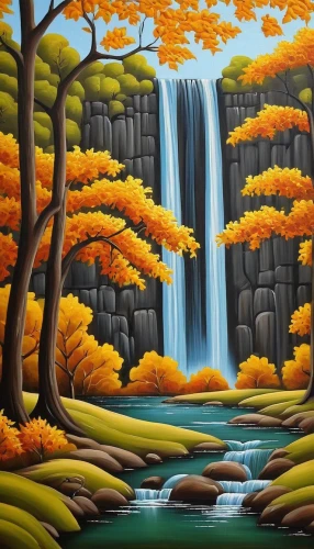 brown waterfall,robert duncanson,fall landscape,autumn landscape,waterfalls,ilse falls,forest landscape,brook landscape,waterfall,water falls,water fall,oil painting on canvas,ash falls,nature landscape,river landscape,a small waterfall,natural landscape,falls of the cliff,falls,oil painting,Illustration,Abstract Fantasy,Abstract Fantasy 12