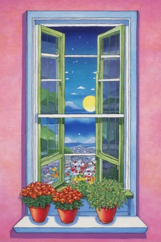 windowsill,bay window,bedroom window,window with shutters,window,window sill,potted plants,window with sea view,geraniums,window pane,french windows,window curtain,greenhouse,the window,window panes,sicily window,window front,flower shop,pico de gallo,windows,Illustration,Japanese style,Japanese Style 20