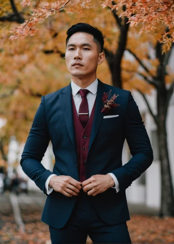 men's suit,wedding suit,formal guy,kai yang,navy suit,vietnamese,a black man on a suit,filipino,autumn background,groom,asian,autumn icon,male model,autumn theme,azerbaijan azn,suit actor,men clothes,round autumn frame,men's wear,flowered tie,Photography,Documentary Photography,Documentary Photography 04