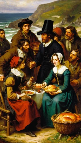 pilgrims,woman holding pie,bougereau,fishmonger,breton,soup kitchen,portuguese galley,pilgrim,the people in the sea,columbus day,bouguereau,charity,new england clam bake,thanksgiving,food share,cornucopia,seven citizens of the country,girl with bread-and-butter,thanksgiving dinner,bouillabaisse,Art,Classical Oil Painting,Classical Oil Painting 08