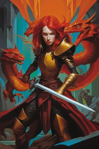 heroic fantasy,firethorn,fiery,massively multiplayer online role-playing game,firestar,paladin,prejmer,collectible card game,female warrior,swordswoman,tabletop game,fire siren,red chief,game illustration,rosa ' amber cover,flame spirit,darth talon,pillar of fire,paysandisia archon,defense,Art,Artistic Painting,Artistic Painting 34