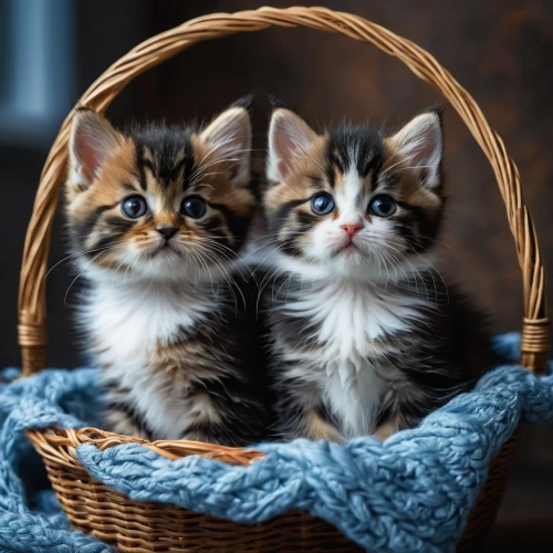 kittens,baby cats,cute animals,american wirehair,flowers in basket,peaches in the basket,cute cat,eggs in a basket,cat lovers,small to medium-sized cats,two cats,gift basket,picnic basket,easter basket,wicker basket,cat family,little angels,vintage cats,felines,bread basket,Photography,General,Fantasy