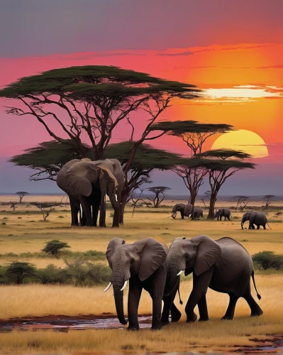 african elephants,african elephant,elephant herd,african bush elephant,elephants,tsavo,serengeti,cartoon elephants,east africa,etosha,watering hole,elephant with cub,elephants and mammoths,baby elephants,elephant tusks,africa,elephantine,stacked elephant,elephant camp,safaris,Conceptual Art,Oil color,Oil Color 01