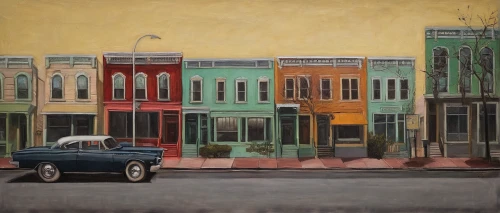 ohio paint street chillicothe,austin 1800,1955 montclair,aronde,row houses,parkersburg,street scene,austin 16,austin cambridge,1950s,memphis shapes,nada3,matruschka,facade painting,memphis,fitzroy,muscle shoals,store fronts,richmond,house painting,Illustration,Abstract Fantasy,Abstract Fantasy 17