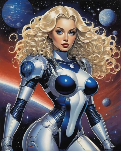 andromeda,spacesuit,space-suit,sci fiction illustration,nova,star mother,space suit,messier 20,spacefill,robot in space,callisto,sci fi,horoscope libra,astronira,astronautics,orion,eve,fantasy woman,venus,blonde woman,Illustration,American Style,American Style 05