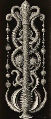 cnidaria,ringed-worm,cnidarian,helical,tentacle,echinoderm,rod of asclepius,spirography,sea snake,red crinoid,spine,tentacles,fishbone cactus,coil,serpent,tendril,cephalopod,dna helix,horn of amaltheia,silver octopus,Illustration,Retro,Retro 24