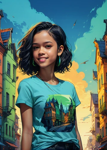 girl in t-shirt,world digital painting,kids illustration,little girl in wind,girl in a historic way,city ​​portrait,digital compositing,portrait background,digital painting,children's background,vector girl,sci fiction illustration,girl with cereal bowl,vector illustration,girl portrait,girl with bread-and-butter,illustrator,girl with speech bubble,vector art,girl in a long,Conceptual Art,Fantasy,Fantasy 17