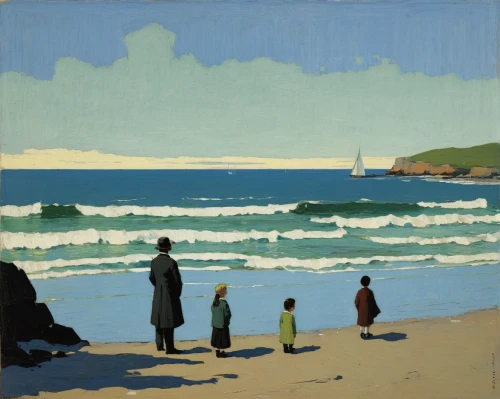 breton,olle gill,beach landscape,basset artésien normand,man at the sea,people on beach,maroubra,vincent van gough,george russell,bondi,breizh,tamarama,gower,george paris,black beach,el mar,asher durand,cornwall,strand,beaches,Illustration,Japanese style,Japanese Style 08