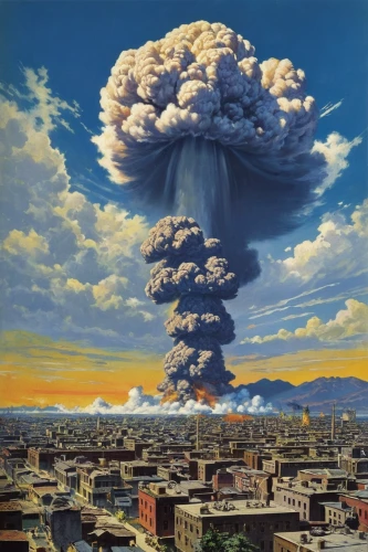 mushroom cloud,calbuco volcano,nuclear explosion,atomic bomb,nuclear bomb,hydrogen bomb,nuclear weapons,nuclear war,the eruption,atomic age,doomsday,eruption,the volcano avachinsky,vesuvius,meteorite impact,detonation,armageddon,apocalyptic,volcanic activity,volcanism,Illustration,Retro,Retro 18