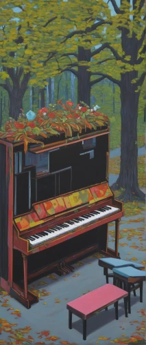 pianos,pianet,piano player,the piano,harpsichord,player piano,grand piano,piano,picnic table,concerto for piano,piano bar,park bench,play piano,one autumn afternoon,wooden bench,benches,red bench,autumn leaves,piano keyboard,spinet,Conceptual Art,Daily,Daily 29