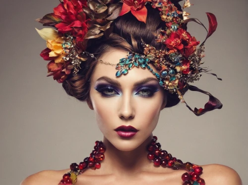 headdress,autumn jewels,girl in a wreath,feather headdress,adornments,headpiece,floral wreath,jewelry florets,wreath of flowers,vintage floral,indian headdress,autumn wreath,venetian mask,elven flower,blooming wreath,beautiful girl with flowers,flower garland,flower arranging,floral garland,vintage flowers,Photography,Artistic Photography,Artistic Photography 05