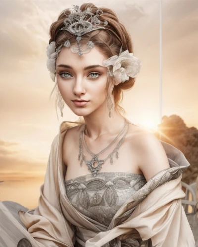 bridal jewelry,fantasy portrait,jessamine,celtic queen,romantic portrait,diadem,bridal accessory,fantasy picture,fantasy art,romantic look,elven flower,bridal clothing,faery,necklace with winged heart,aphrodite,fantasy woman,priestess,celtic woman,thracian,athena,Common,Common,Natural