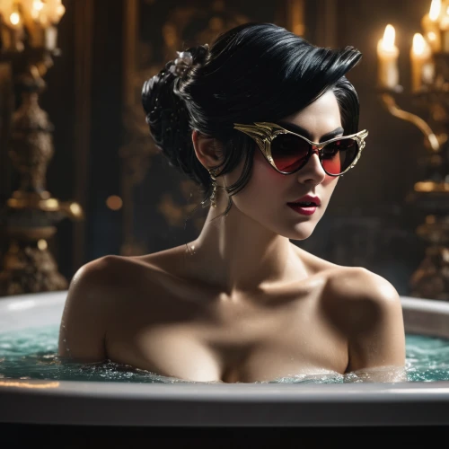 the girl in the bathtub,eye glass accessory,crystal glasses,opera glasses,swimming goggles,silver framed glasses,eyewear,lace round frames,reading glasses,bath accessories,bathtub,pink glasses,spectacles,book glasses,wedding glasses,color glasses,tub,spectacle,jacuzzi,cyber glasses,Photography,General,Fantasy