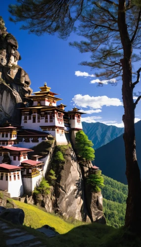 bhutan,tibet,himalayan,nepal,tigers nest,monastery,everest region,house in mountains,himalaya,mountain settlement,tibetan,potala palace,stone palace,himalayas,shimla,mountain village,buddhists monks,mountainous landscape,dragon palace hotel,mountain landscape,Art,Classical Oil Painting,Classical Oil Painting 33