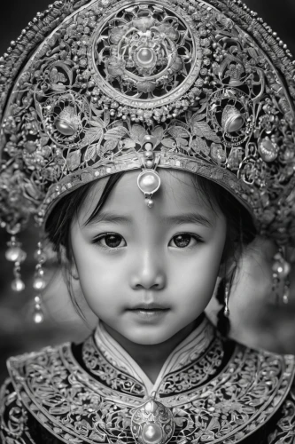 balinese,child portrait,dharma,buddha focus,javanese,girl praying,buddhist,gamelan,thai temple,mystical portrait of a girl,tibetan,bodhisattva,inner mongolian beauty,oriental princess,burmese,the little girl,innocence,somtum,little girl,regard,Illustration,Black and White,Black and White 03