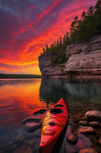 kayaker,lake superior,kayaking,canoeing,incredible sunset over the lake,canoes,dug out canoe,split rock,paddling,united states national park,canoe,ontario,old wooden boat at sunrise,upper michigan,red cliff,west canada,calm waters,red cedar,kayaks,kayak,Conceptual Art,Oil color,Oil Color 12