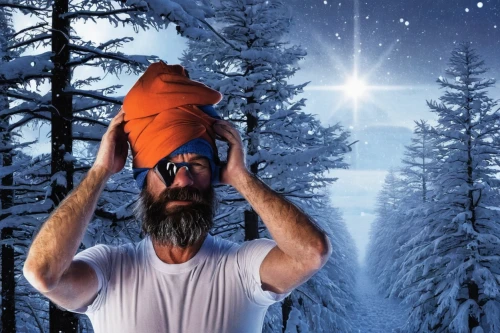 headlamp,father frost,nordic christmas,ski helmet,birth of christ,birth of jesus,father christmas,guru,christbaumkugeln,north pole,ski mountaineering,free wilderness,woodsman,mountain fink,third advent,gnome ice skating,advent star,santa claus,fourth advent,kundalini,Illustration,Black and White,Black and White 10