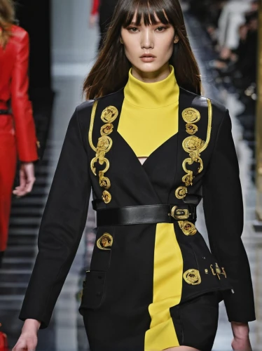 versace,menswear for women,louis vuitton,woman in menswear,bolero jacket,dress walk black,valentino,chanel,tisci,runways,runway,catwalk,gold foil 2020,black and gold,yellow and black,shoulder pads,embellishment,yellow jacket,trench coat,fashion street,Conceptual Art,Daily,Daily 03