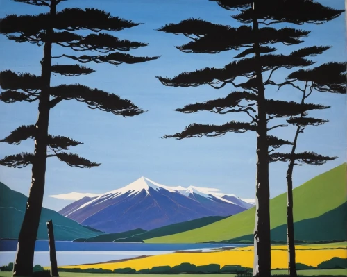 mount taranaki,fuji,taranaki,fuji mountain,mount kahuranaki,mount fuji,pine trees,tongariro,llanquihue lake,kamchatka,osorno,olle gill,mt fuji,hokkaido,japanese mountains,japan landscape,spruce trees,chimborazo,cotopaxi,mount ngauruhoe,Conceptual Art,Oil color,Oil Color 13