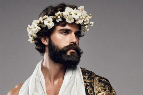 beard flower,flower crown of christ,greek god,tisci,king david,thymelicus,laurel wreath,flowers png,narcissus of the poets,poseidon god face,kahila garland-lily,thracian,the son of lilium persicum,bacchus,poseidon,narcissus,athenian,bearded,2nd century,male elf,Conceptual Art,Fantasy,Fantasy 23