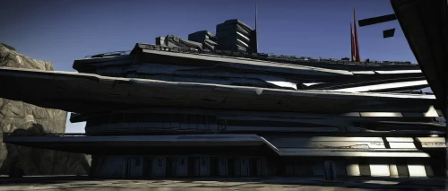futuristic architecture,brutalist architecture,imperial shores,mining facility,futuristic art museum,concrete ship,dock landing ship,very large floating structure,moon base alpha-1,space port,carrack,docked,futuristic landscape,spaceship space,stealth ship,nonbuilding structure,newly constructed,the observation deck,hashima,kirrarchitecture,Photography,Black and white photography,Black and White Photography 15