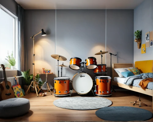 remo ux drum head,music instruments on table,drum set,drum kit,music instruments,container drums,great room,music store,korean handy drum,musical instruments,bongos,kettledrums,jazz drum,modern decor,playing room,music studio,the living room of a photographer,toy drum,scandinavian style,kids room,Photography,General,Natural