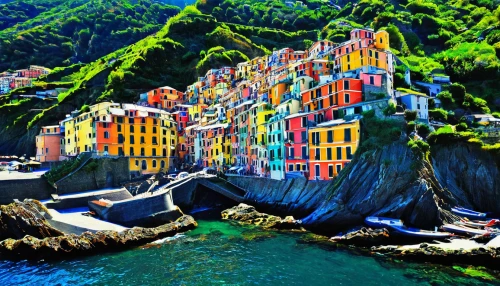 vernazza,manarola,portofino,cinque terre,italy liguria,liguria,camogli,italian painter,italy,italia,world digital painting,positano,amalfi,amalfi coast,colorful city,genoa,scilla,lombardy,fishing village,popeye village,Illustration,Retro,Retro 26