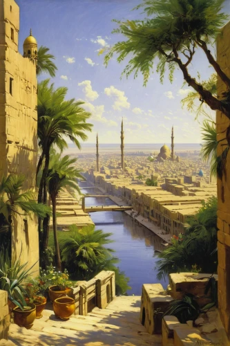 the cairo,cairo,egypt,nile river,karnak,ancient city,ancient egypt,egyptian,aswan,ancient egyptian,egyptian temple,nile,riad,desert landscape,orientalism,genesis land in jerusalem,giza,river nile,the ancient world,qasr al watan,Art,Artistic Painting,Artistic Painting 27