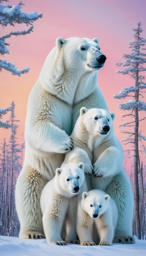 polar bear children,polar bears,harmonious family,icebear,ice bear,mother and children,the mother and children,birch family,winter animals,ice bears,families,mother with children,happy family,pine family,family outing,cypress family,family portrait,the bears,teddy bears,polar bear,Conceptual Art,Fantasy,Fantasy 24