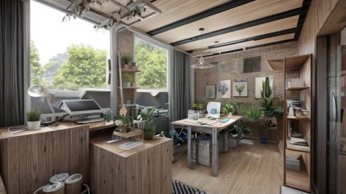 inverted cottage,small cabin,shared apartment,modern room,loft,3d rendering,kitchen design,an apartment,scandinavian style,apartment,modern office,render,working space,modern kitchen interior,home interior,livingroom,houseboat,wooden house,kitchen interior,modern kitchen,Commercial Space,Working Space,Sustainable Chic