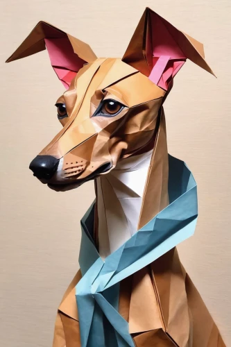 basenji,pharaoh hound,podenco canario,dog illustration,doberman,animals play dress-up,pinscher,toy fox terrier,ibizan hound,italian greyhound,anthropomorphized animals,paper art,low poly,low-poly,smooth collie,dhole,german pinscher,whippet,dobermannt,geometrical animal,Unique,Paper Cuts,Paper Cuts 02