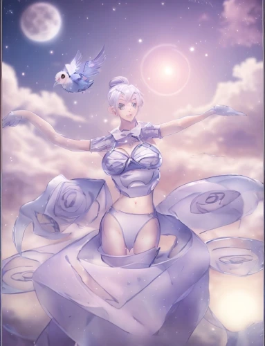rem in arabian nights,rei ayanami,white rose snow queen,sky rose,blue moon rose,dove of peace,celestial event,celestial,celestial body,andromeda,sun bride,silver wedding,fantasia,doves of peace,star mother,constellation swan,astral traveler,fantasy picture,celestial bodies,tiber riven,Game&Anime,Manga Characters,Aesthetics