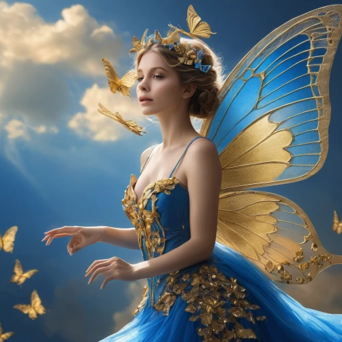 faery,faerie,fairy queen,blue butterfly background,fairies aloft,fairy,little girl fairy,blue butterflies,fairy tale character,fantasy picture,blue butterfly,cupido (butterfly),ulysses butterfly,rosa 'the fairy,fantasy art,flower fairy,child fairy,blue enchantress,butterfly background,fairy dust,Photography,General,Natural