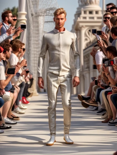 man's fashion,catwalk,menswear,walking man,male model,the suit,white-collar worker,wedding suit,bridegroom,men's suit,a wax dummy,runway,costume design,men's wear,fashion designer,white clothing,fashion street,great gatsby,white gold,long underwear