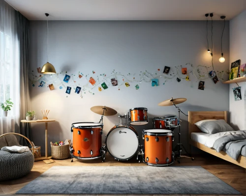 wall sticker,kids room,remo ux drum head,playing room,drum set,boy's room picture,interior decoration,decorates,music instruments on table,music instruments,great room,drum kit,modern decor,music store,music sheets,nursery decoration,musical instruments,interior design,music studio,interior decor,Photography,General,Natural