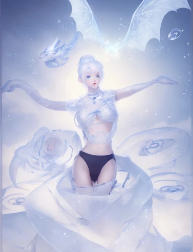 ice queen,white rose snow queen,eternal snow,the snow queen,snow angel,ice princess,fantasy picture,ice floe,water nymph,aquarius,fantasy portrait,water lotus,crystalline,fantasy art,winterblueher,angel's tears,water rose,suit of the snow maiden,winter dream,white swan,Game&Anime,Manga Characters,Fantasy