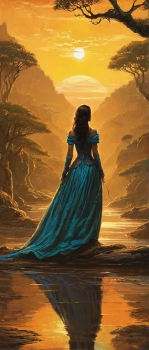 girl on the river,merida,world digital painting,moana,digital painting,fantasy picture,fantasia,romantic scene,water nymph,mermaid silhouette,girl in a long dress,cg artwork,idyll,sunset glow,the wind from the sea,rusalka,adrift,woman playing,tiana,girl on the dune,Conceptual Art,Daily,Daily 04