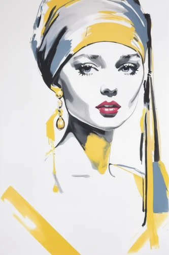 fashion illustration,headscarf,gold paint strokes,gold paint stroke,watercolor women accessory,girl with a pearl earring,yellow sun hat,gold foil art,african art,turban,art deco woman,drawing mannequin,african woman,fashion sketch,headdress,fabric painting,blanche,ink painting,art painting,pop art style,Art,Artistic Painting,Artistic Painting 24