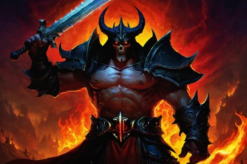 diablo,daemon,devil,death god,fire devil,dark elf,massively multiplayer online role-playing game,warlord,maul,splitting maul,black warrior,heroic fantasy,darth maul,fire background,fantasy warrior,devilwood,dane axe,the devil,pagan,satan,Art,Classical Oil Painting,Classical Oil Painting 27