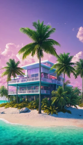 tropical house,tropical beach,seaside resort,dream beach,beach resort,tropics,delight island,tropical island,beach house,pink beach,south beach,caribbean beach,south seas,fiji,seaside country,idyllic,beach bar,house by the water,ocean paradise,honolulu,Conceptual Art,Sci-Fi,Sci-Fi 11