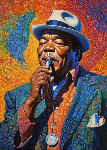 blues harp,frank sinatra,jack roosevelt robinson,cigar,blues and jazz singer,color pencil,smoke art,pipe smoking,smoking man,oil on canvas,color pencils,smoking cigar,black businessman,cuban cigar,oil painting on canvas,zion,clyde puffer,smoking pipe,cigar tobacco,drug icon,Conceptual Art,Daily,Daily 31
