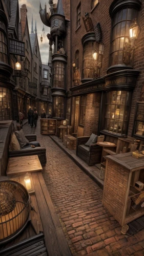 medieval street,medieval town,the cobbled streets,old linden alley,townscape,medieval market,escher village,hamelin,apothecary,castle iron market,marketplace,old city,old town,cobblestone,crooked house,3d fantasy,deadwood,hogwarts,medieval architecture,wine tavern,Game Scene Design,Game Scene Design,Steampunk