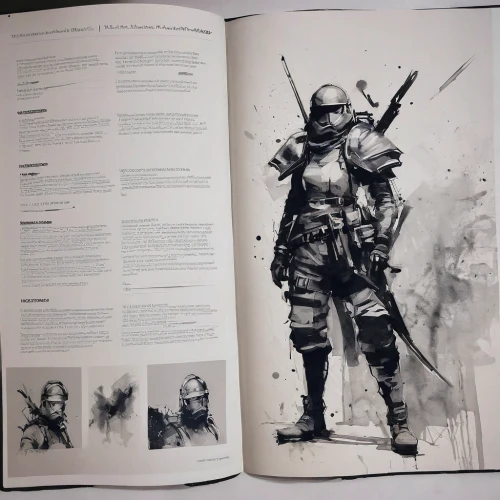 art book,guide book,booklet,book page,war correspondent,reference book,steel helmet,sci fiction illustration,shield infantry,combat medic,heavy armour,grenadier,boba fett,book pages,portfolio,illustrations,concept art,infantry,red army rifleman,brochure,Conceptual Art,Fantasy,Fantasy 10